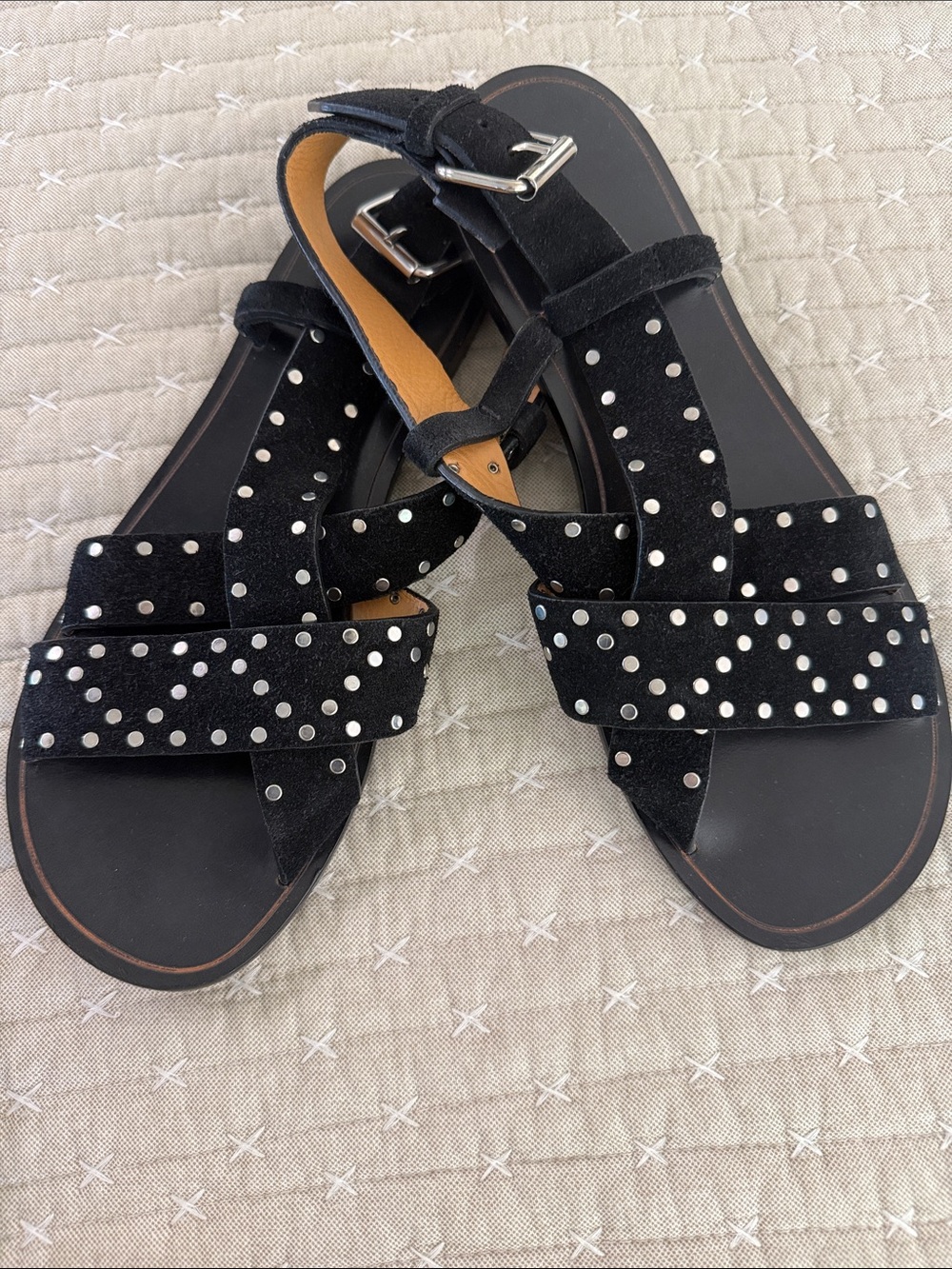 Isabel Marant Black Suede Studded Sandals